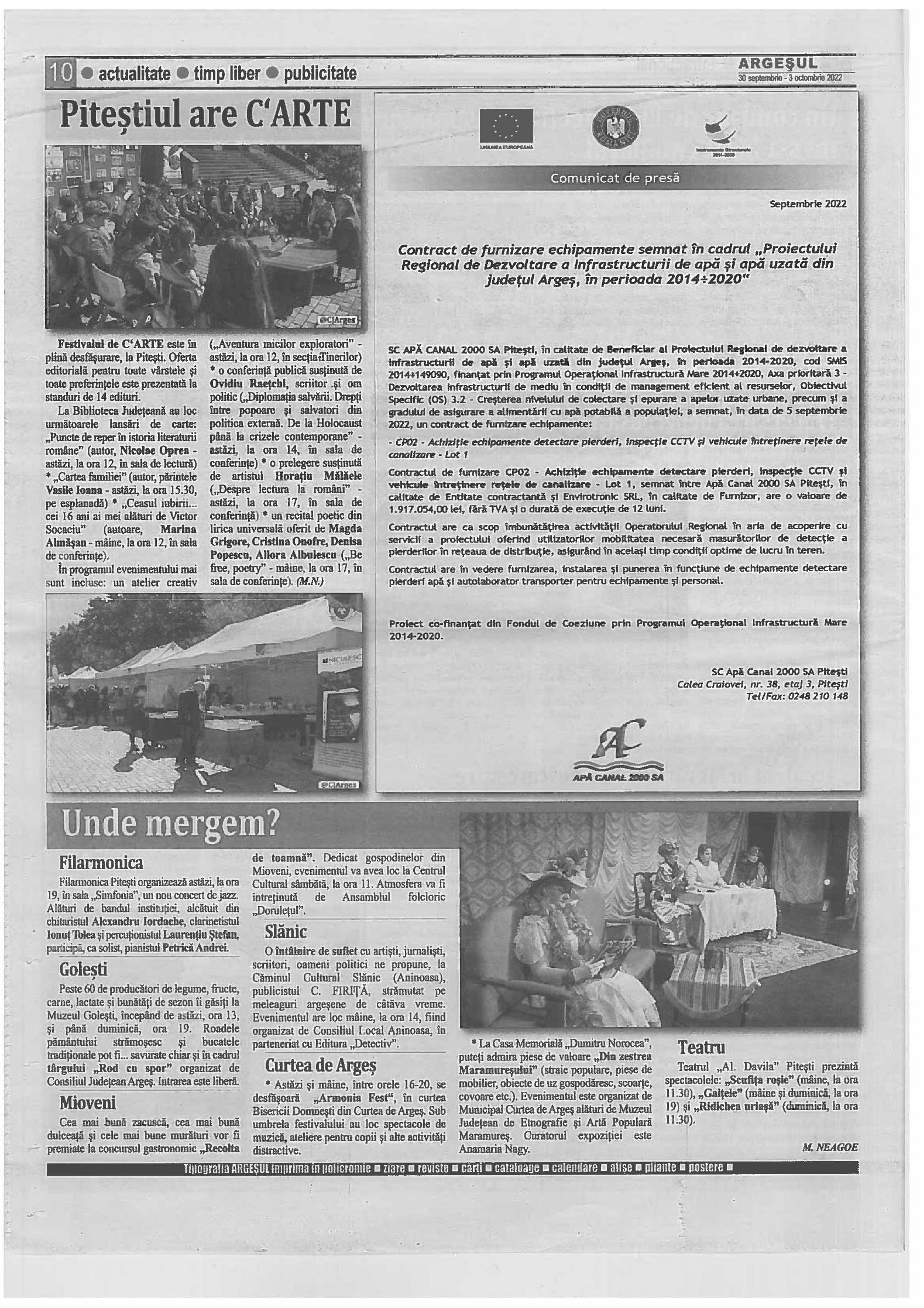 Articol semnare contract - Argesul